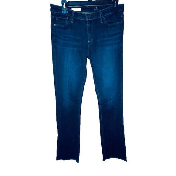 AG Jeans Womens 28R Fits 29x31 Blue Denim Alexa Mid Rise Slim Boot Frayed Hem - Picture 2 of 11